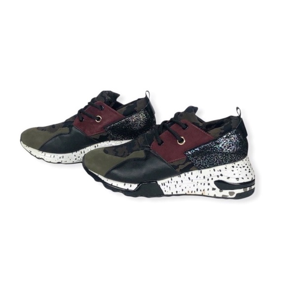 Steve Madden Women’s Cliff Sneakers Camouflage Olive Green Black 9.5 - Picture 5 of 7